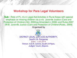 DISTRICT LEGAL SERVICES AUTHORITY, SOUTH 24-PGNS.