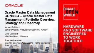 oracle management master data roadmap strategy overview portfolio presentation ppt powerpoint