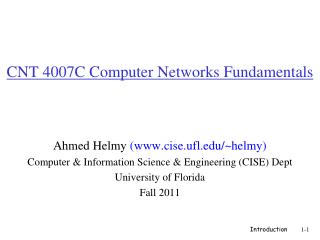 CNT 4007C Computer Networks Fundamentals