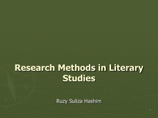 Research Methods in Literary Studies