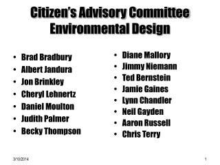 Citizen’s Advisory Committee Environmental Design
