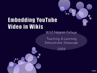 Embedding YouTube Video in Wikis