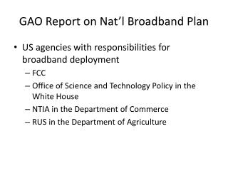 GAO Report on Nat’l Broadband Plan