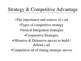 Strategy & Competitive Advantage