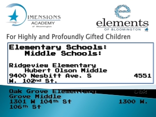 For Highly and Profoundly Gifted Children
