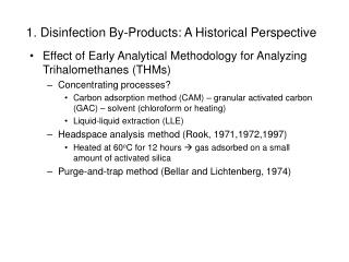 1. Disinfection By-Products: A Historical Perspective