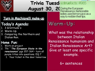 Trivia Tuesday August 30, 2016