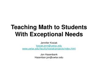 Teaching Math to Students With Exceptional Needs