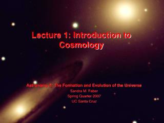 Lecture 1: Introduction to Cosmology