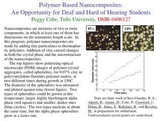 Polymer-Based Nanocomposites: An Opportunity for Deaf and Hard of Hearing Students Peggy Cebe, Tufts University, DMR-0