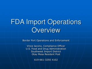 FDA Import Operations Overview