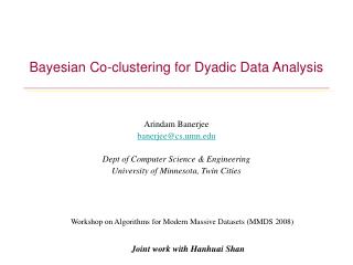 Bayesian Co-clustering for Dyadic Data Analysis