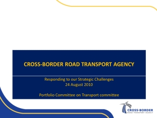 Responding to our Strategic Challenges 24 August 2010 Portfolio Committee on Transport committee