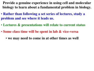 Pick a problem Design some experiments See where they lead us