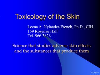 PPT - Toxicology of the Skin PowerPoint Presentation, free download ...