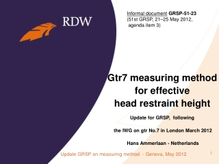 Gtr7 measuring method for effective head restraint height Update for GRSP, following