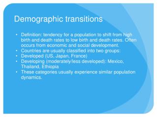 Demographic transitions