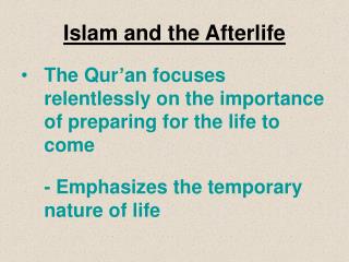 Islam and the Afterlife