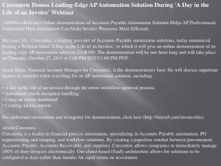 Corcentric Demos Leading-Edge AP Automation Solution During