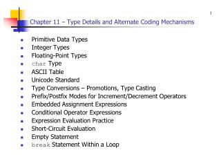 Chapter 11 – Type Details and Alternate Coding Mechanisms