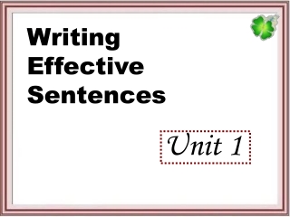 Writing Effective Sentences