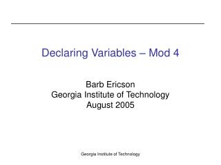 Declaring Variables – Mod 4