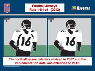 The football jersey rule was revised in 2007 and the implementation date was extended to 2012.