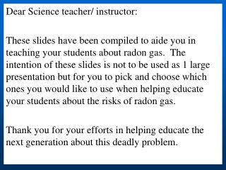 Dear Science teacher/ instructor:
