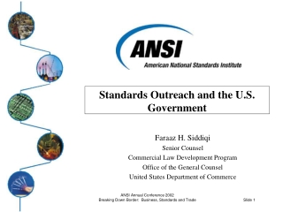 Standards Outreach and the U.S. Government