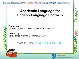 Academic Language for English Language Learners