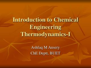 introduction of chemical engineering thermodynamics pdf