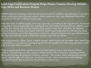 Sport Yoga Certification Program Helps Fitness Trainers