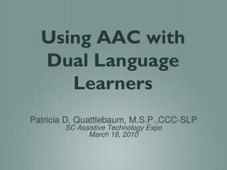 Using AAC with Dual Language Learners