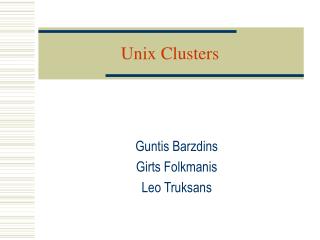 Unix Clusters