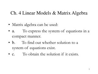 Ch. 4 Linear Models & Matrix Algebra