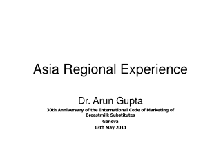 Asia Regional Experience
