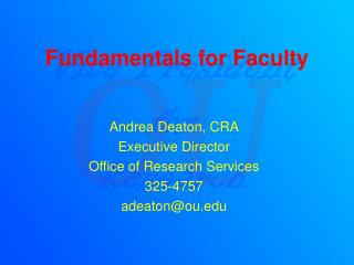 Fundamentals for Faculty