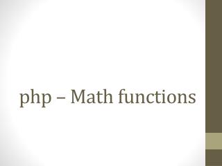 php – Math functions