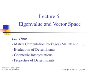 Lecture 6 Eigenvalue and Vector Space