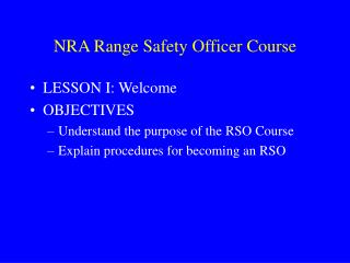 NRA Range Safety Officer Course