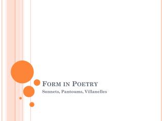 Form in Poetry