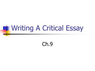 Writing A Critical Essay