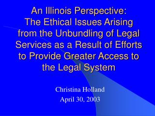Christina Holland April 30, 2003