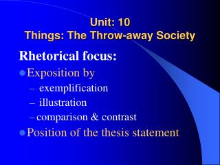 Unit: 10 Things: The Throw-away Society