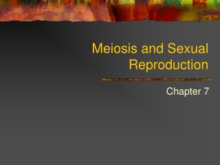Meiosis and Sexual Reproduction