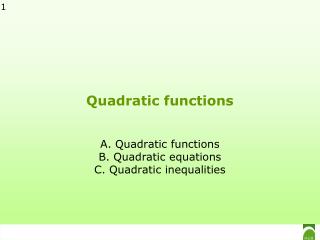 Quadratic functions