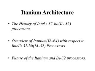 Itanium Architecture