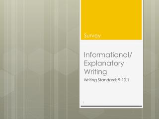 Informational/ Explanatory Writing