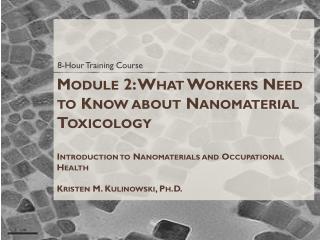 Module 2: What Workers Need to Know about Nanomaterial Toxicology Introduction to Nanomaterials and Occupational Healt