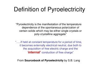 Definition of Pyroelectricity